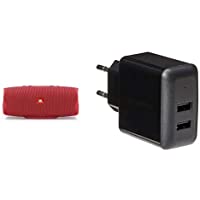JBL Charge 4 - Altavoz inalámbrico portátil con Bluetooth + AmazonBasics – Cargador USB de Pared de Dos Puertos